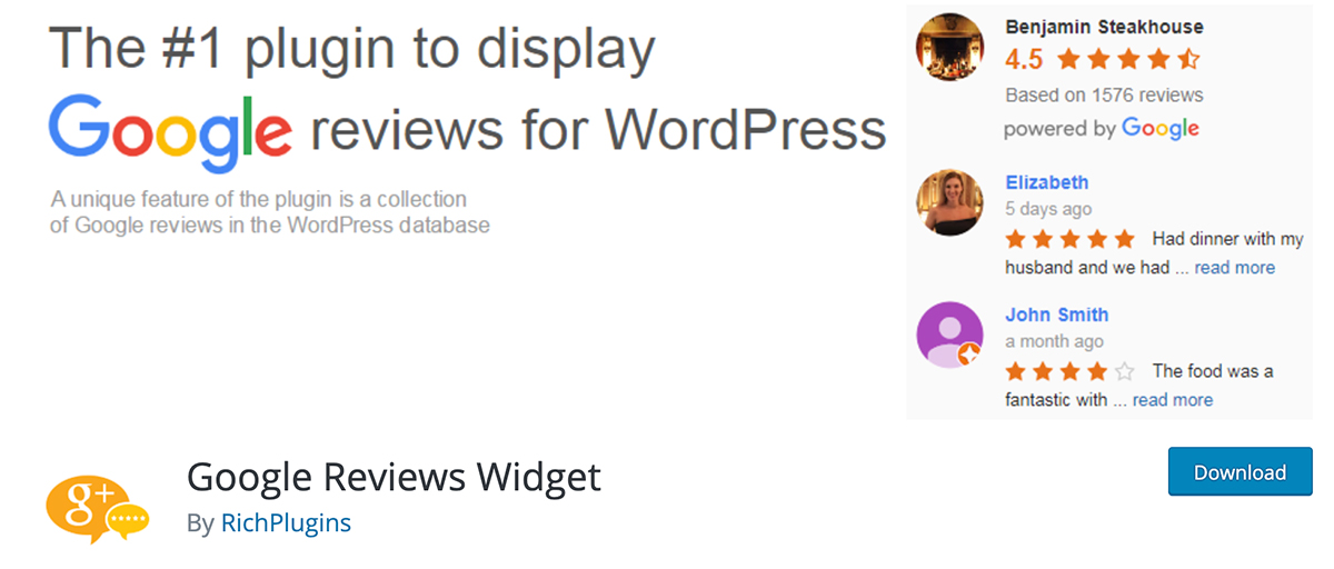 Google Reviews Widget for wordpress