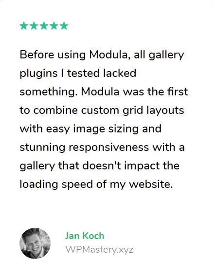 quote testimonial example for the Modula plugin