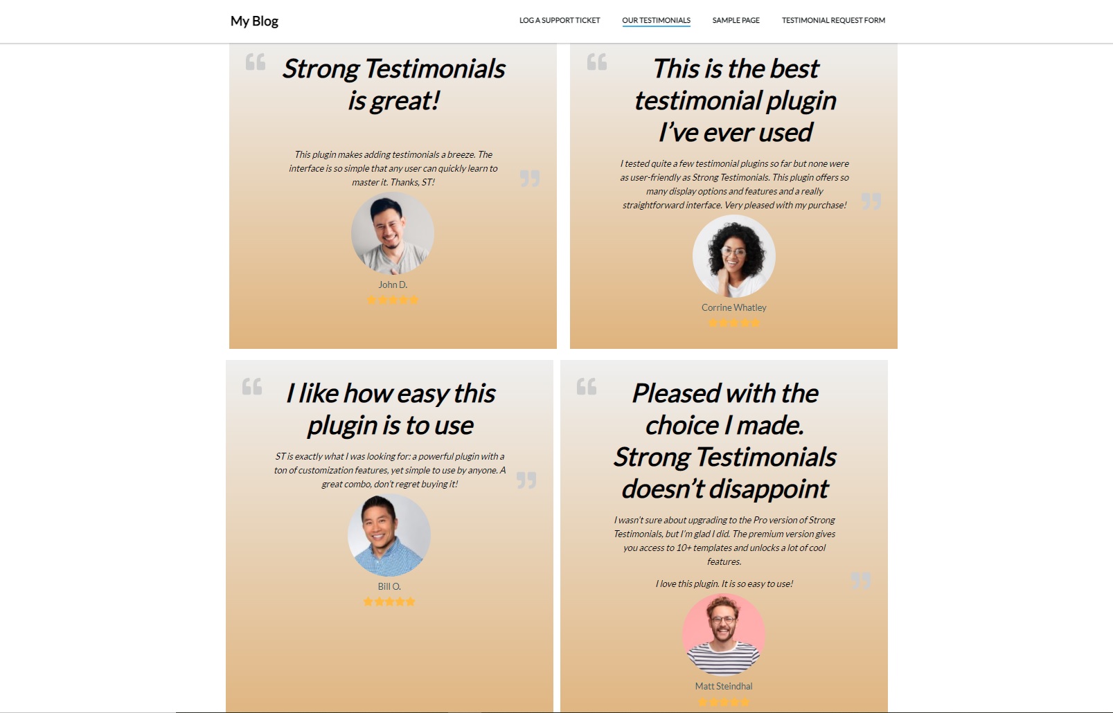 Strong Testimonials testimonials template