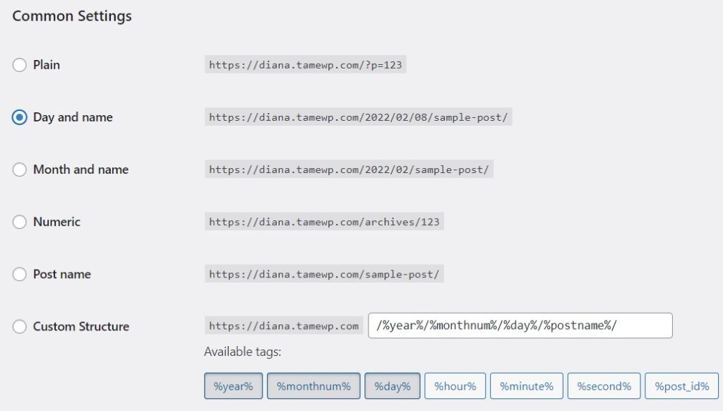 Post name structure