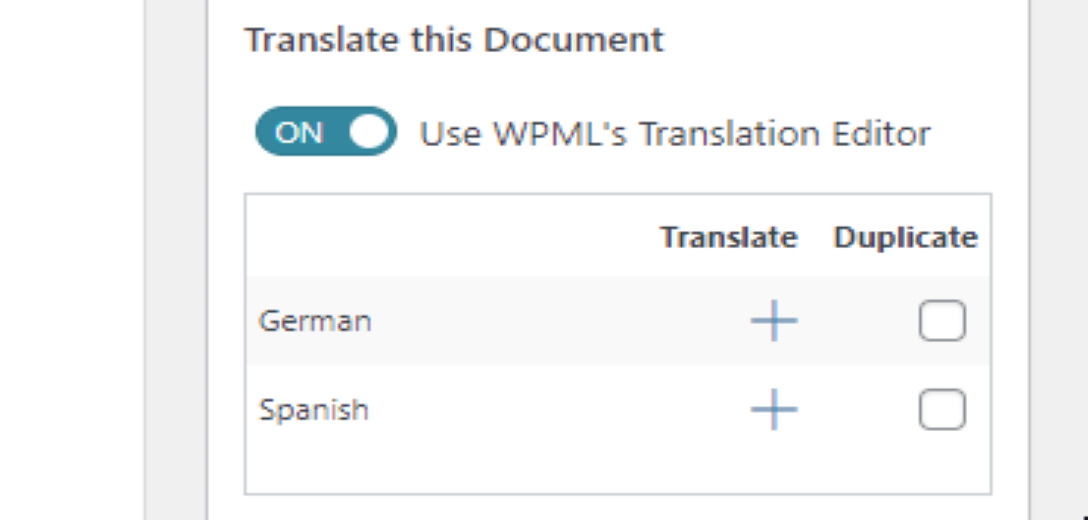 Translate document setting