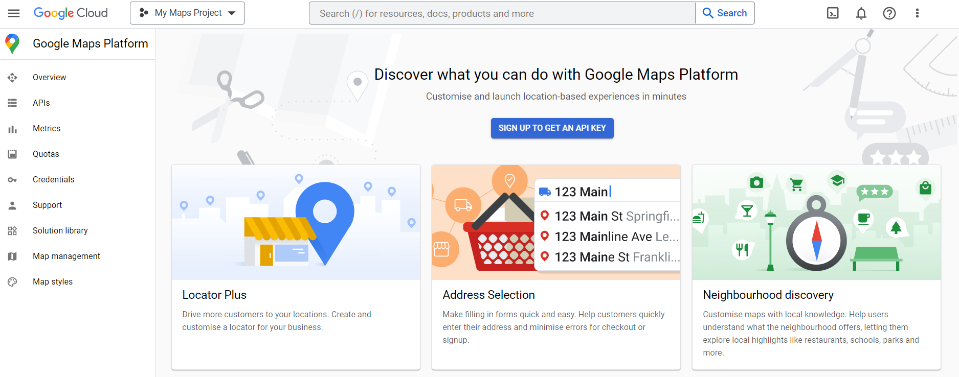 google maps platform console