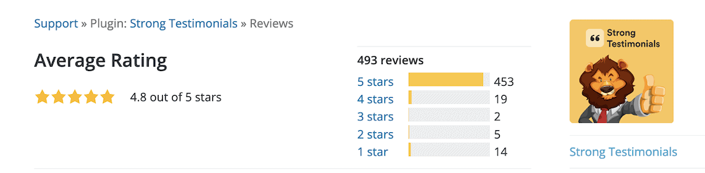 Showing a star rating on WordPress.org.