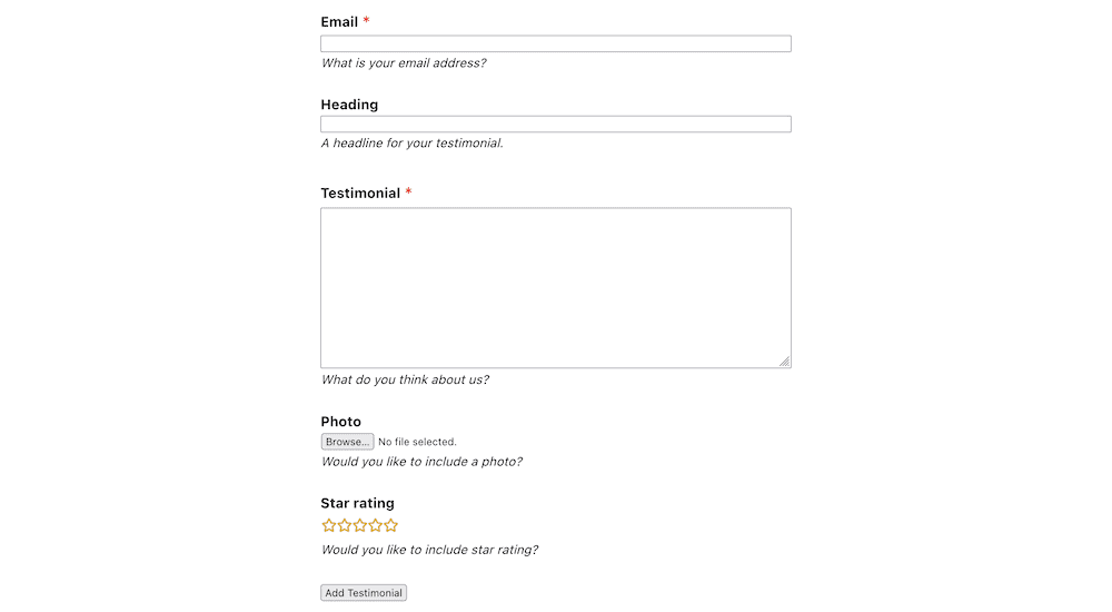 A submission form on the front end.