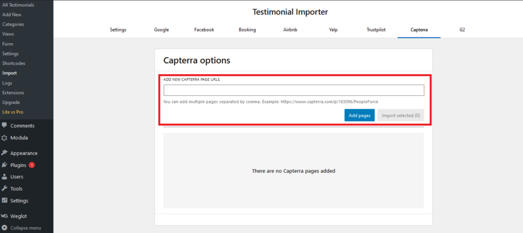 Add a new Capterra page