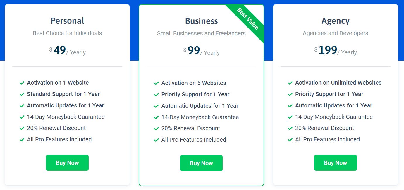Real Testimonials pricing plans banner